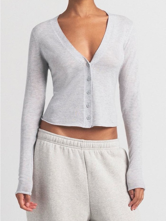SKIMS Sweaters - SKIMS Light Heather Grey Featherweight Cashmere Cardigan
